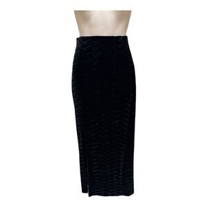 Vintage Cache Black Velvet Maxi Skirt Side Slit Size S 90s Y2K